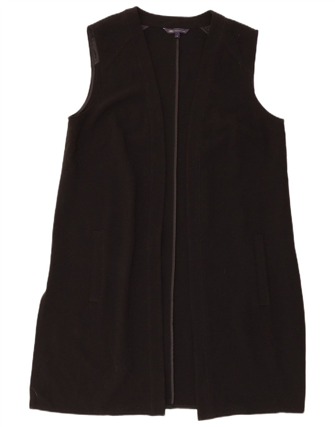 MARKS & SPENCER Womens Sleeveless Cardigan Sweater Size 14 Medium Black