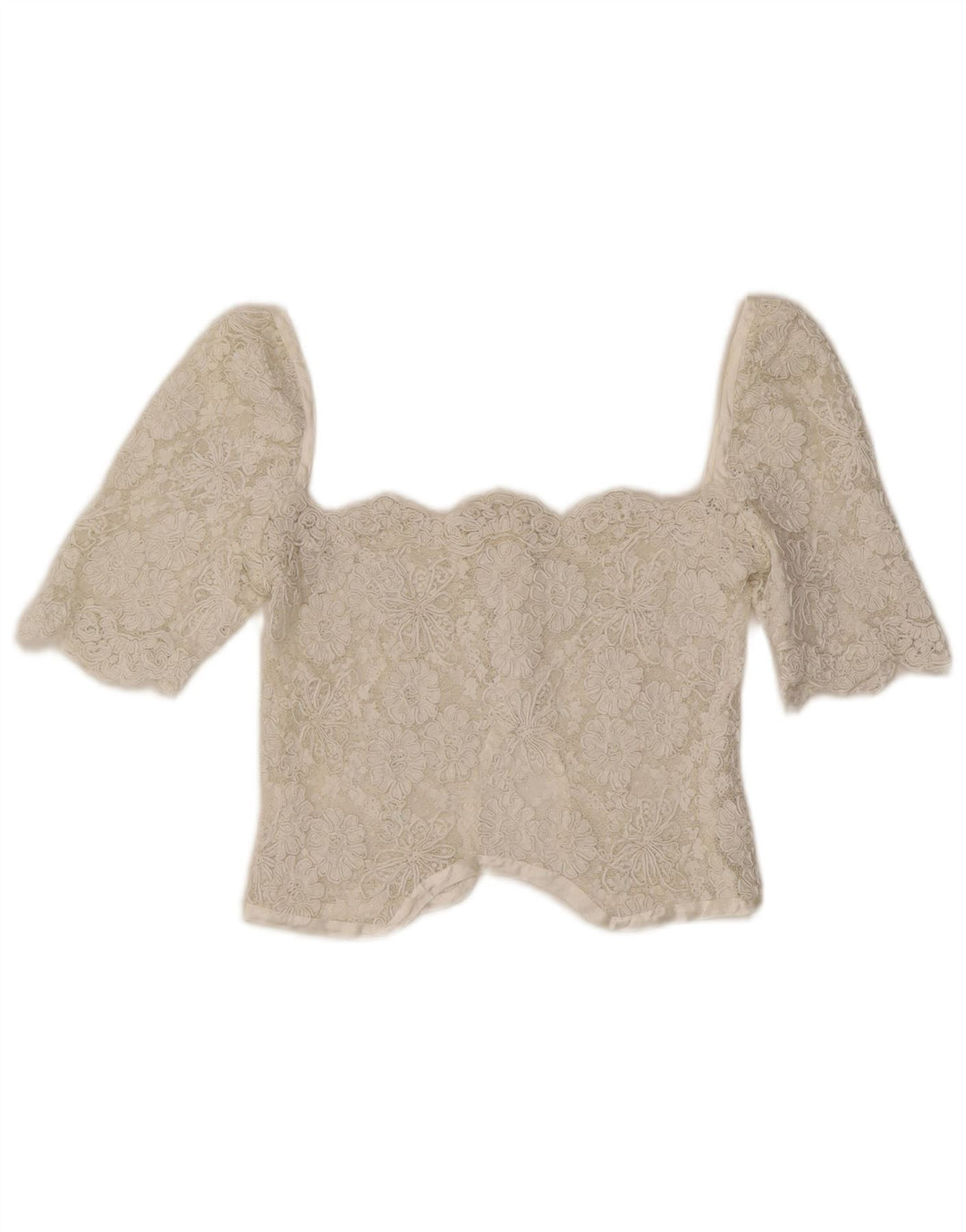 Top corto vintage in pizzo da donna UK 4 XS bianco