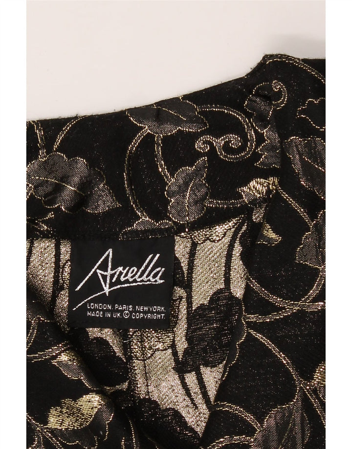 VINTAGE Womens 4 Button Blazer Jacket UK 10 Small Black Paisley Vintage Vintage and Second-Hand Vintage from Messina Hembry 