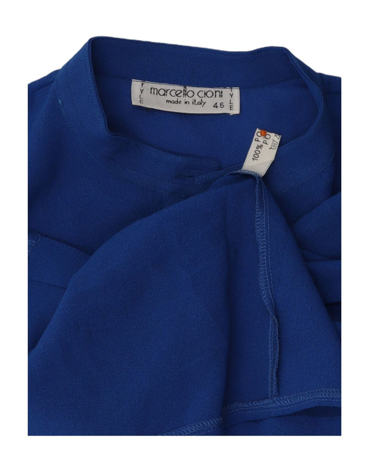 MARCELLO CIONI Womens Shirt Blouse IT 46 Large Blue Polyester