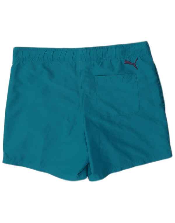 Pantaloncini da bagno grafici da uomo Puma in poliestere blu medio