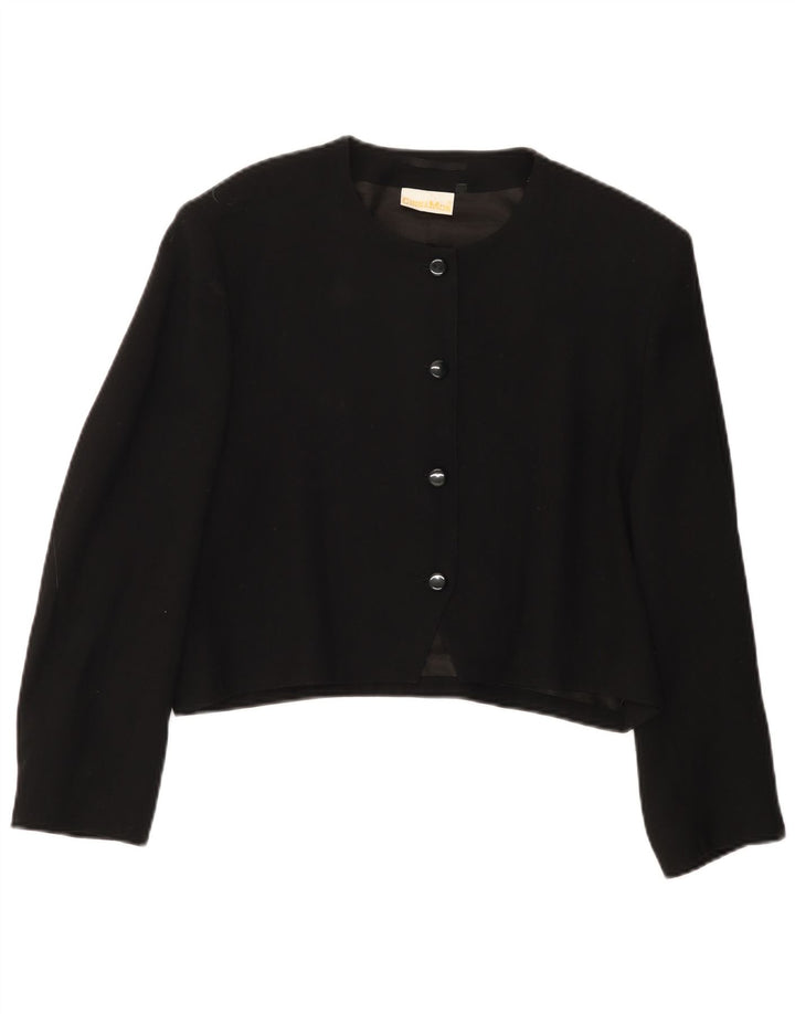 Giacca blazer da donna corta a 4 bottoni con maniche a 3/4 Cannella EU 38 media nera