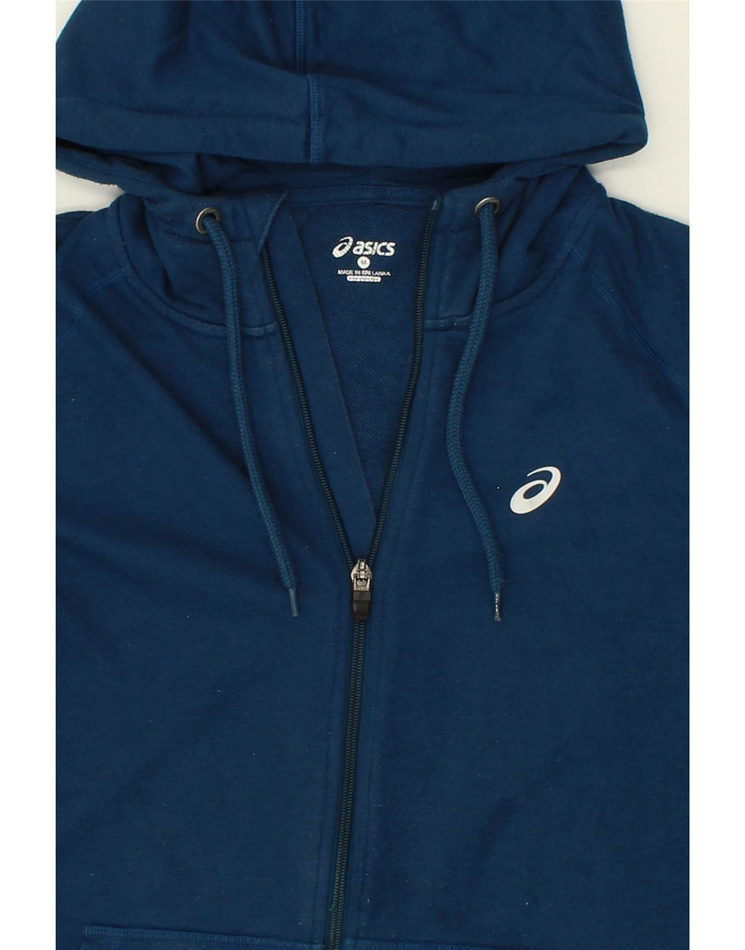 ASICS Womens Zip Hoodie Sweater UK 14 Medium Navy Blue Vintage Asics and Second-Hand Asics from Messina Hembry 