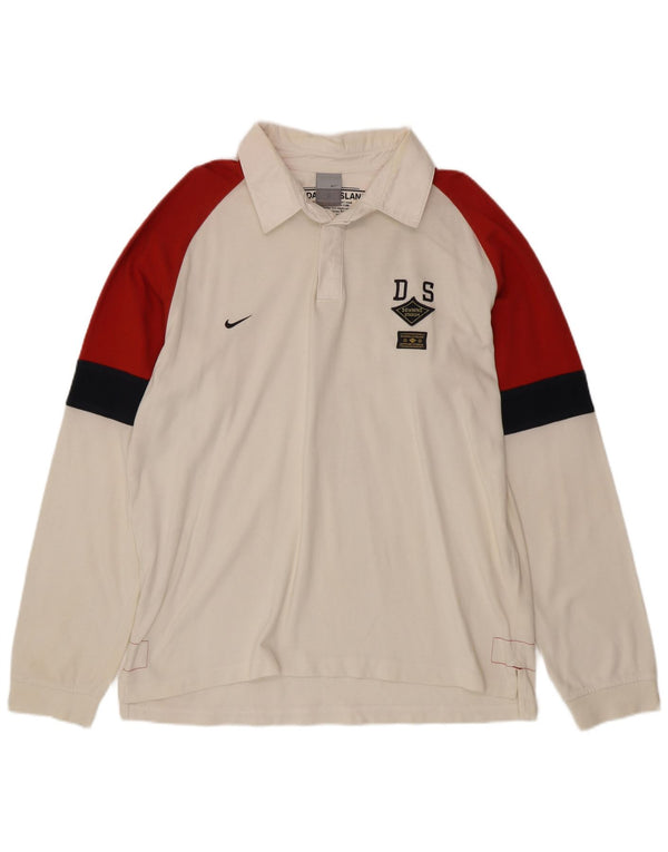 Polo da rugby a maniche lunghe da uomo NIKE UK 45/47 XL Colorblock bianco