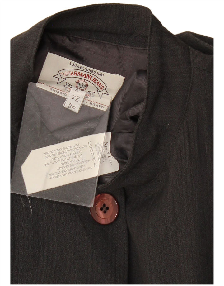 ARMANI JEANS Giacca Blazer da Donna a 5 Bottoni UK 14 Large Nera in Viscosa