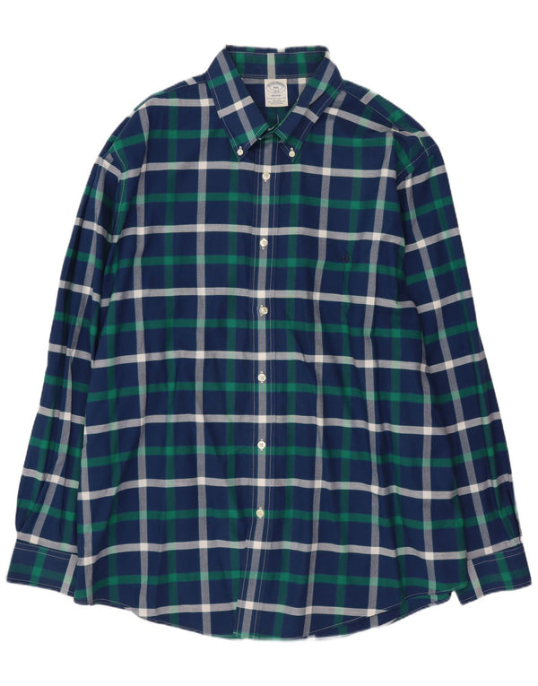 Camicia Regent da uomo Brooks Brothers 2XL in cotone a quadri blu
