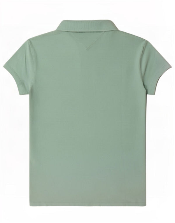 Tommy Hilfiger Womens Slim Fit Polo Shirt UK 12 Medium Turquoise