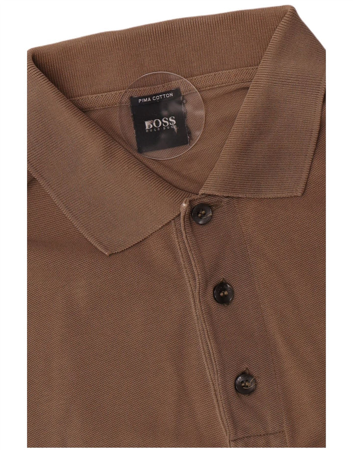 Polo da uomo Hugo Boss piccola in cotone marrone