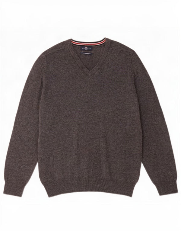 Marks & Spencer Mens Blue Harbour V-Neck Jumper Sweater Medium Grey