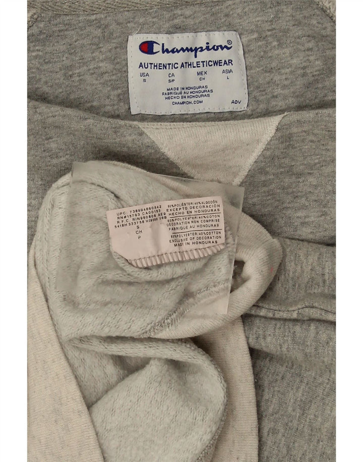 CHAMPION Womens Graphic Sweatshirt Jumper UK 10 Small Grey Polyester Vintage Champion and Second-Hand Champion from Messina Hembry 