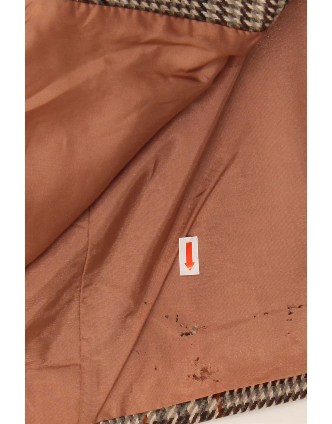 Giacca blazer vintage da donna a 1 bottone UK 20 2XL lana a quadri marrone