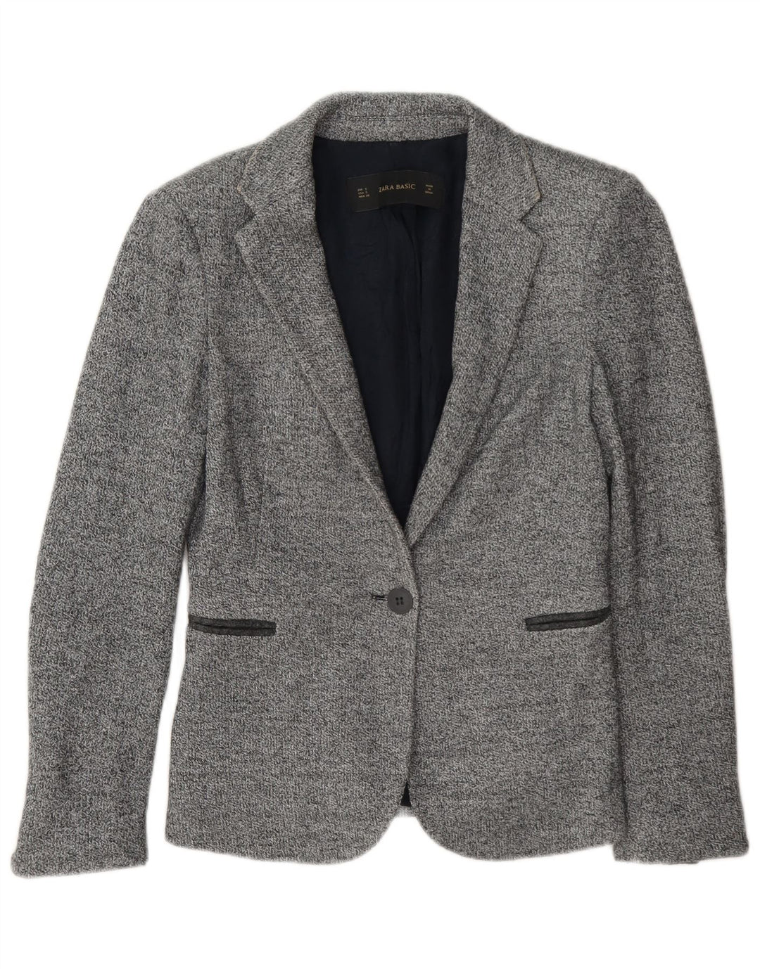 Giacca blazer a 1 bottone da donna Zara UK 10 piccola grigia screziata