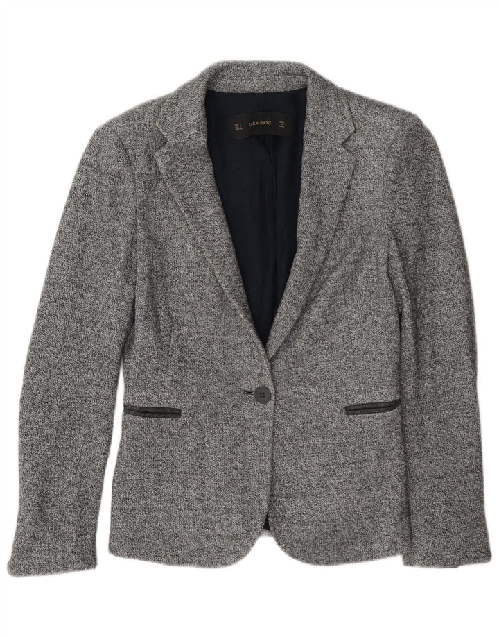 Giacca blazer a 1 bottone da donna Zara UK 10 piccola grigia screziata
