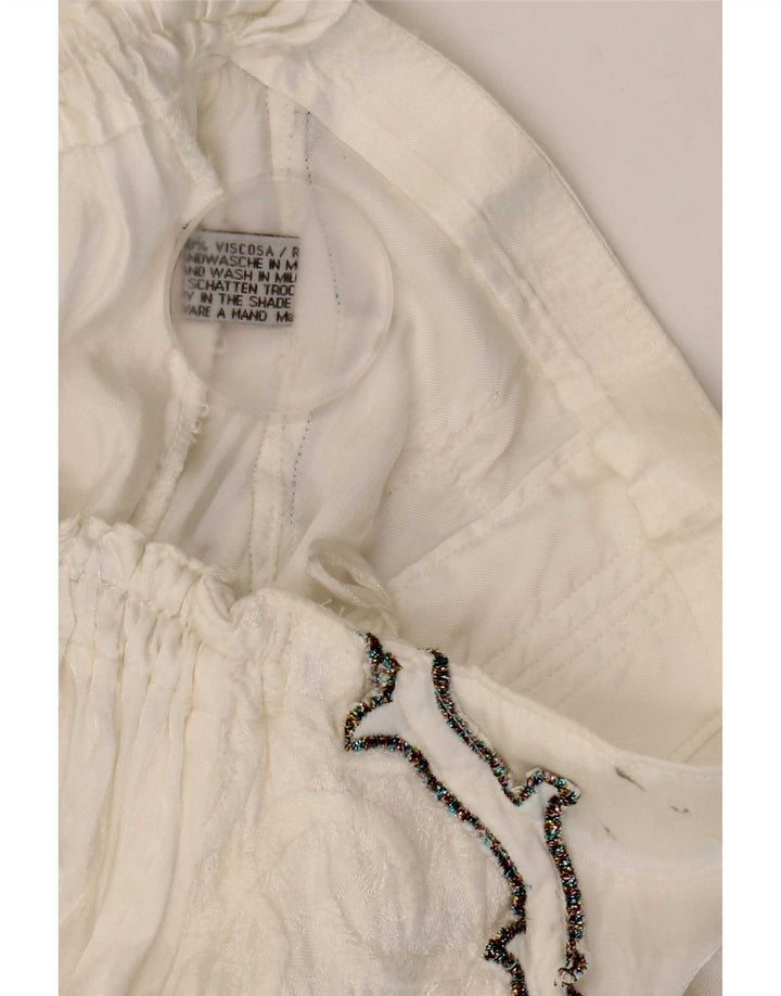 Gonna svasata da donna vintage W27 piccola in viscosa floreale bianca