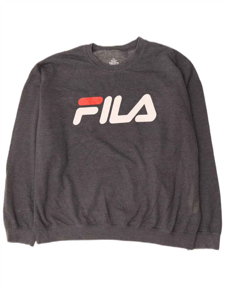 Felpa grafica da uomo Fila Maglione 2XL Cotone grigio