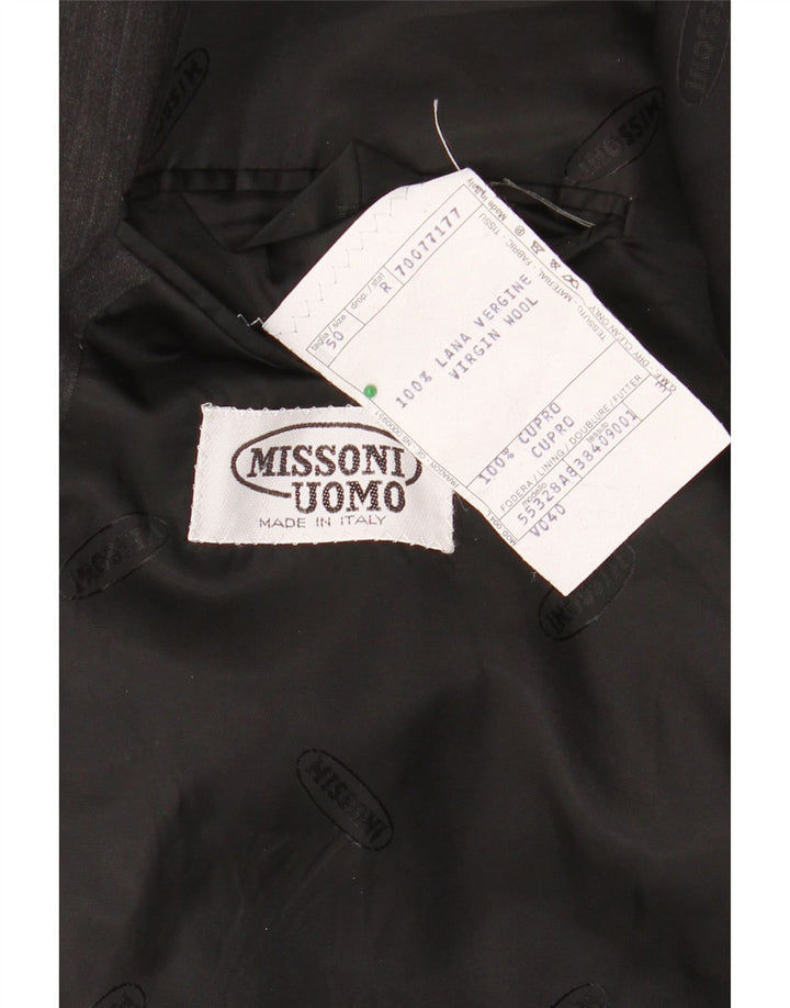 MISSONI Uomo Uomo Giacca Blazer Doppio Petto IT 50 Large Grigio Gessato
