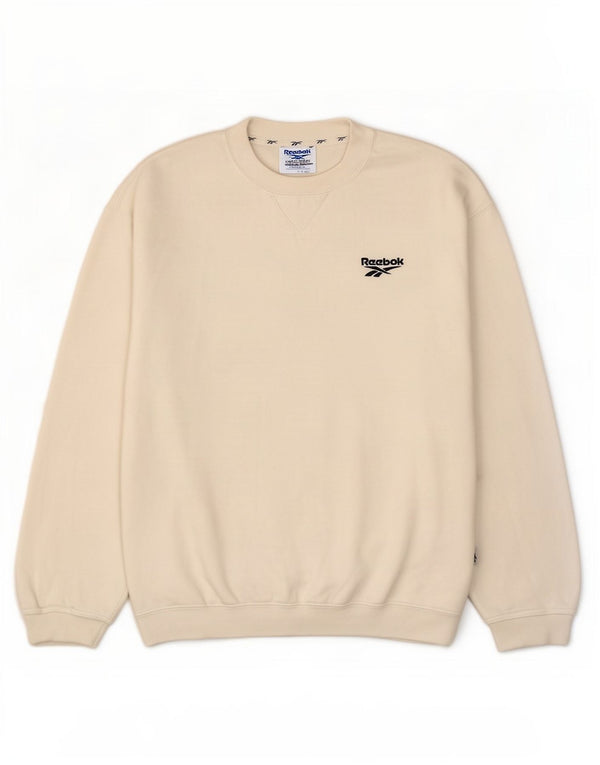 Felpa Reebok da uomo, maglione piccolo, cotone bianco