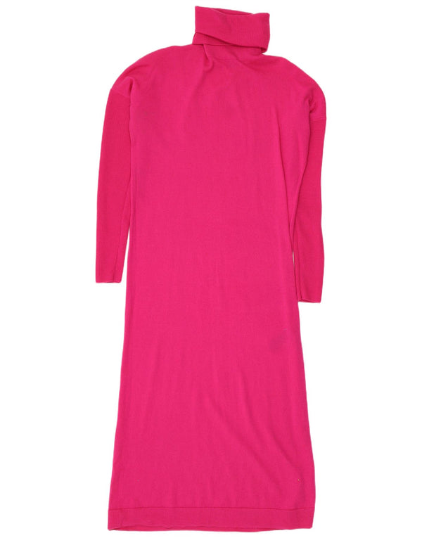 Karen Millen Abito maglione da donna con collo alto UK 14 Lana rosa medio
