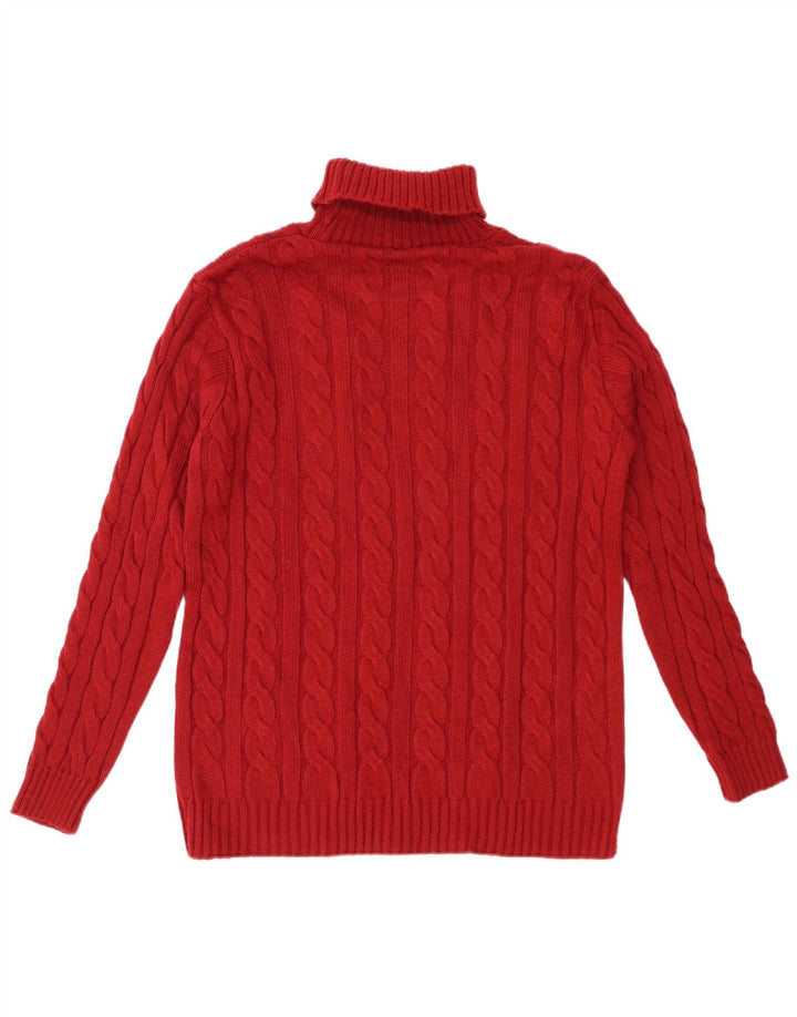 Maglione maglione collo alto da donna VINTAGE UK 14 grande acrilico rosso