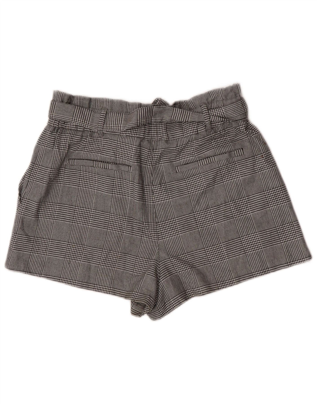 Pantaloncini chino a vita alta da donna Zara grandi W30 poliestere pied de poule grigio