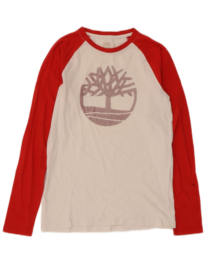 Top grafico da donna Timberland manica lunga UK 10 Small White Colourblock