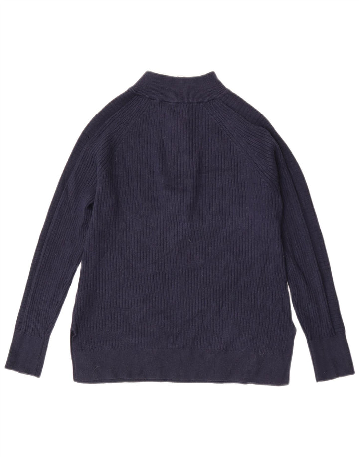 Maglione maglione con collo con zip da donna Marks & Spencer UK 10 piccolo blu navy