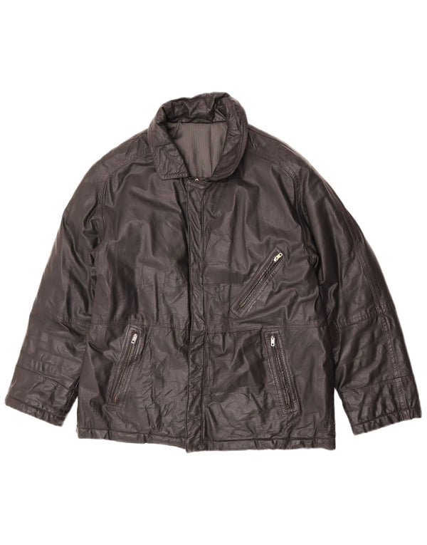 Giacca in pelle vintage da uomo UK 38 media nera