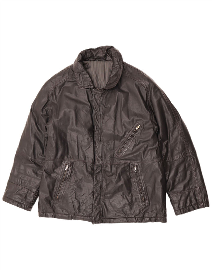 Giacca in pelle vintage da uomo UK 38 media nera