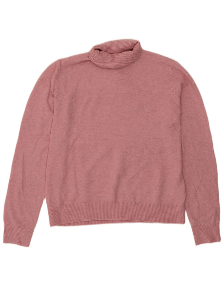 Maglione maglione a collo alto da donna Marks & Spencer UK 10 piccolo poliestere rosa