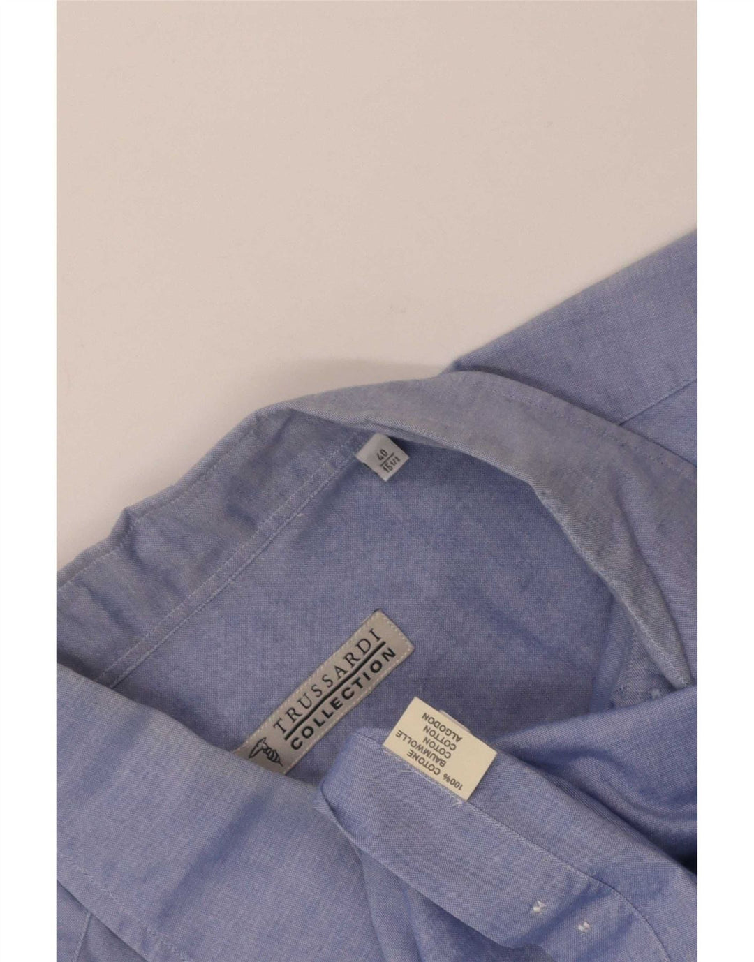 Camicia Uomo Trussardi Jeans Taglia 40 15 1/2 Cotone Blu Medio