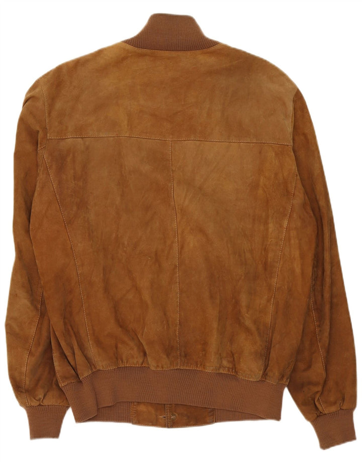 Giubbotto bomber in pelle scamosciata vintage da uomo UK 40 grande in pelle beige