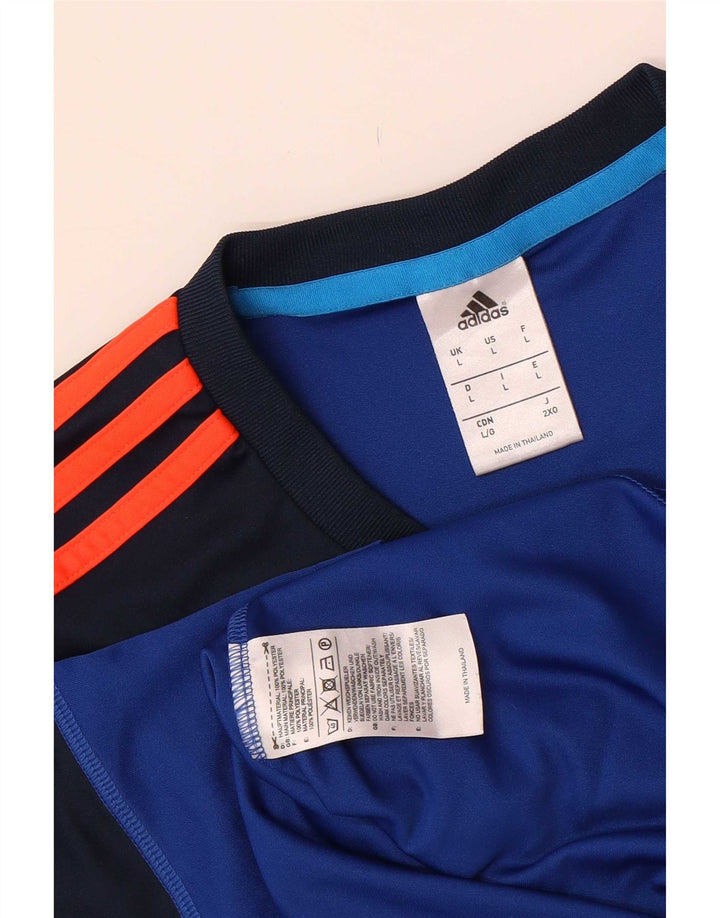 T-shirt Adidas Climalite da uomo, grande, in poliestere color block blu