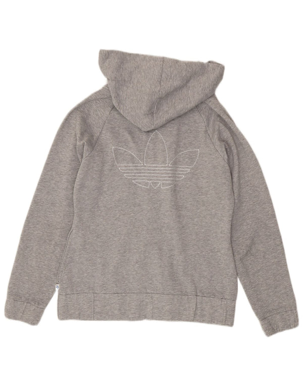 Maglione con cappuccio e zip da donna Adidas UK 10 piccolo poliestere chiazzato grigio