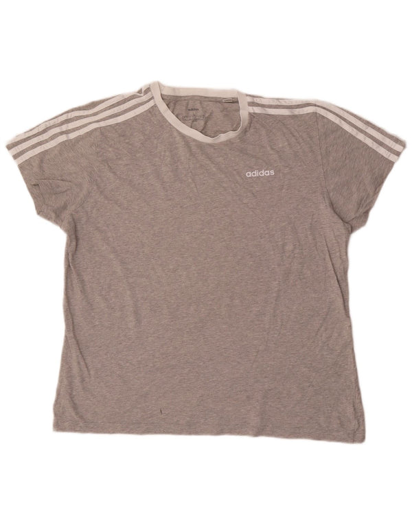 Adidas Womens T-Shirt Top UK 16/18 Large Grey Flecked Cotton