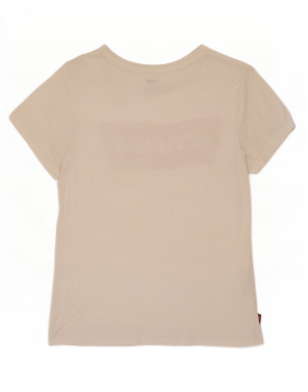 T-shirt grafica da donna Levi's Top UK 10 piccola in cotone bianco