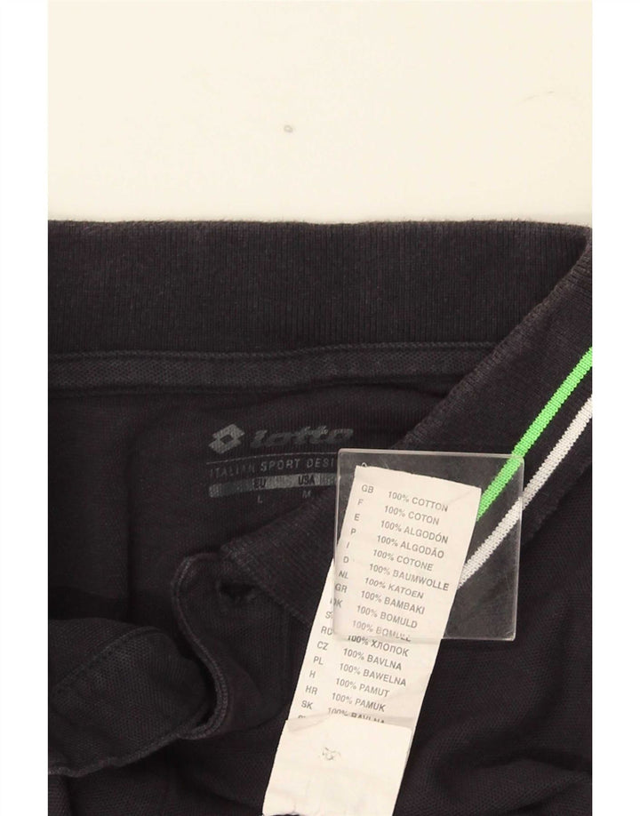 Polo da uomo Lotto in cotone a righe nere medie