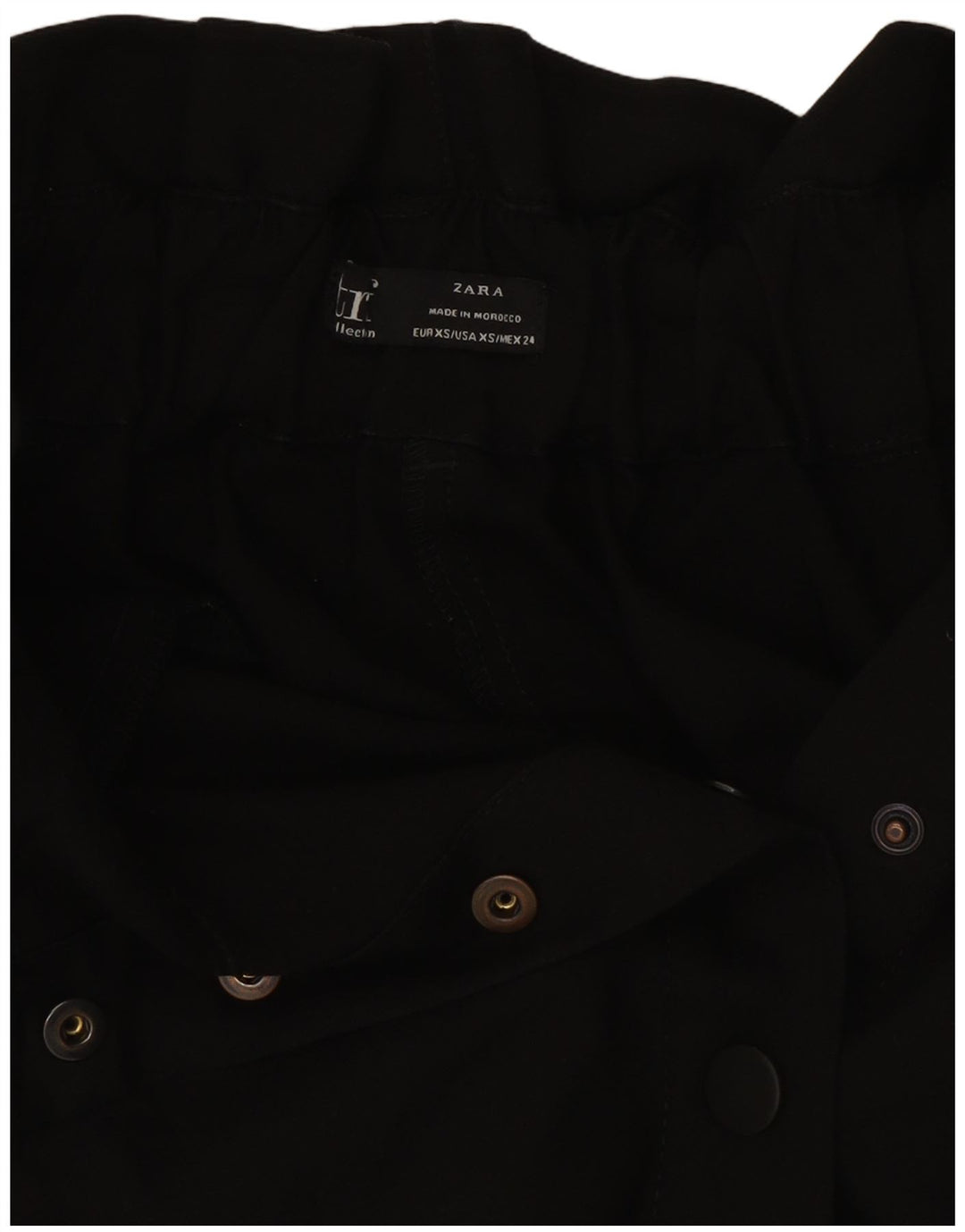 Minigonna a vita alta da donna Zara XS W24 poliestere nero