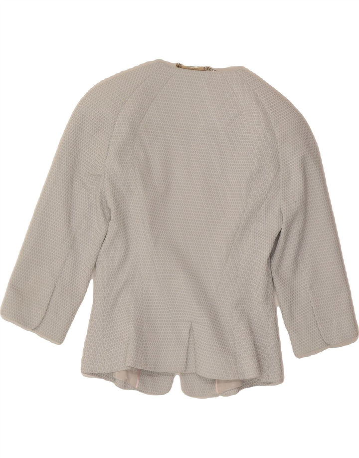 TED BAKER Womens Crop 3/4 Sleeve Blazer Jacket Size 1 XS Blue Geometric Vintage Ted Baker and Second-Hand Ted Baker from Messina Hembry 