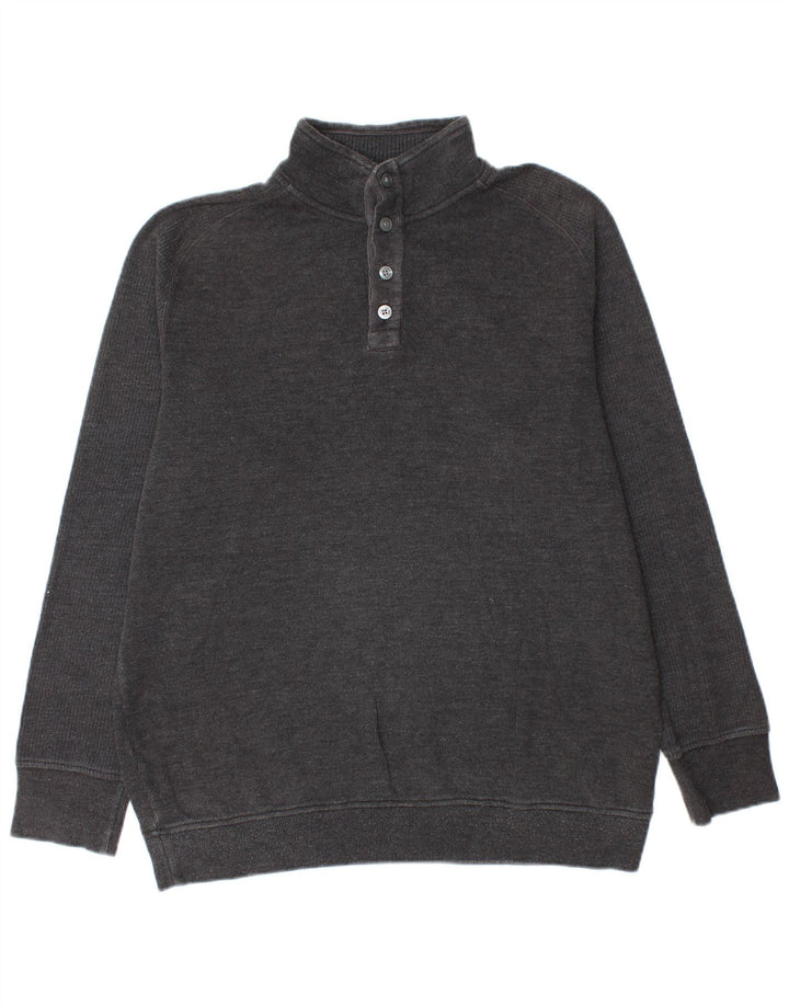 Maglione da uomo Marks & Spencer con bottoni e collo in cotone grigio medio