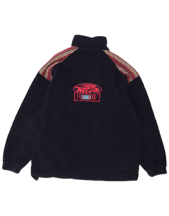 Maglione in pile da uomo con zip e collo Think Pink, grande, in poliestere geometrico blu navy