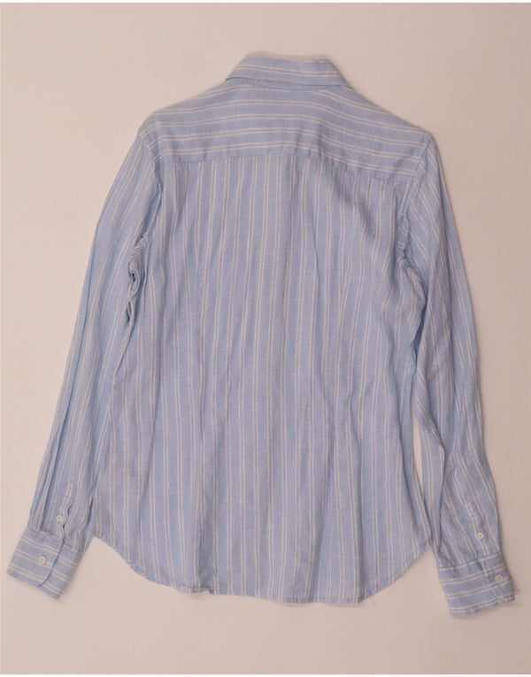 TOMMY HILFIGER Camicia da donna dalla vestibilità classica US 12 Lino a righe grandi blu
