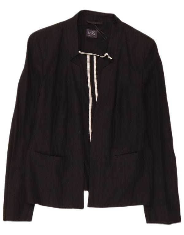 Giacca blazer aperta da donna Marks & Spencer UK 12 lino medio nero