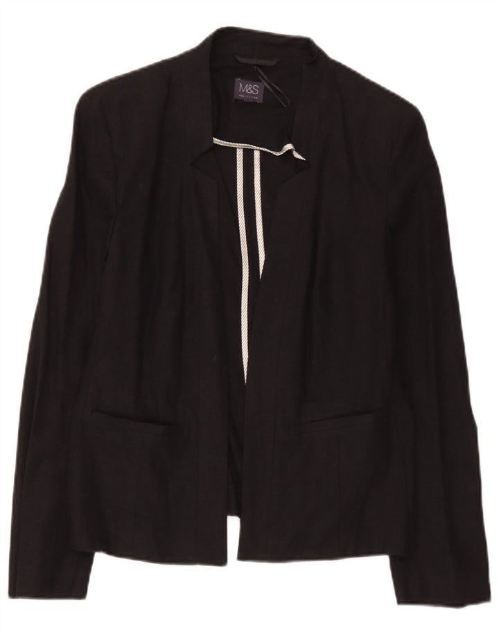Giacca blazer aperta da donna Marks & Spencer UK 12 lino medio nero
