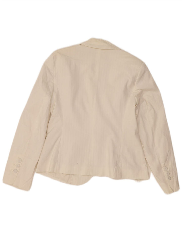 Giacca blazer a 2 bottoni Marks & Spencer da donna UK 12 cotone bianco medio