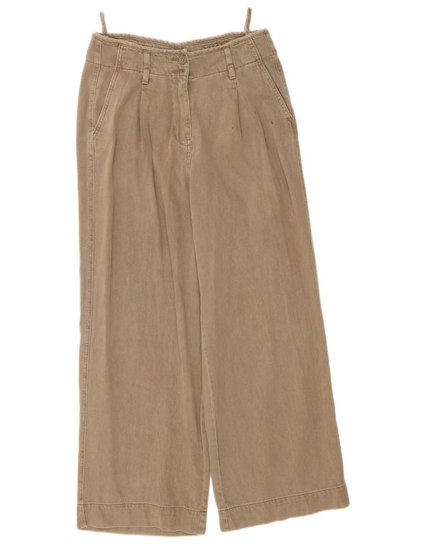 Pantaloni chino a gamba larga da donna Marks & Spencer UK 12 medio W30 L29 Beige