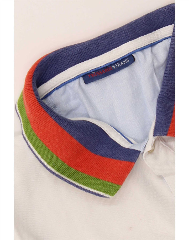 Polo Uomo Trussardi Jeans Small Bianca Colourblock