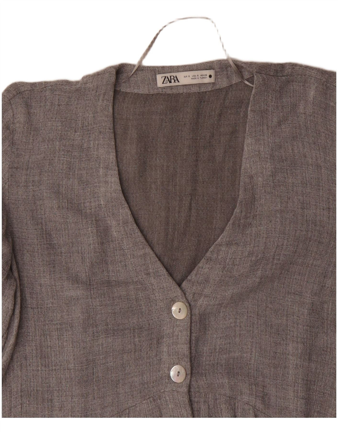 Giacca Blazer a 5 Bottoni con Maniche a 3/4 ZARA da Donna UK 10 Piccola Grigia