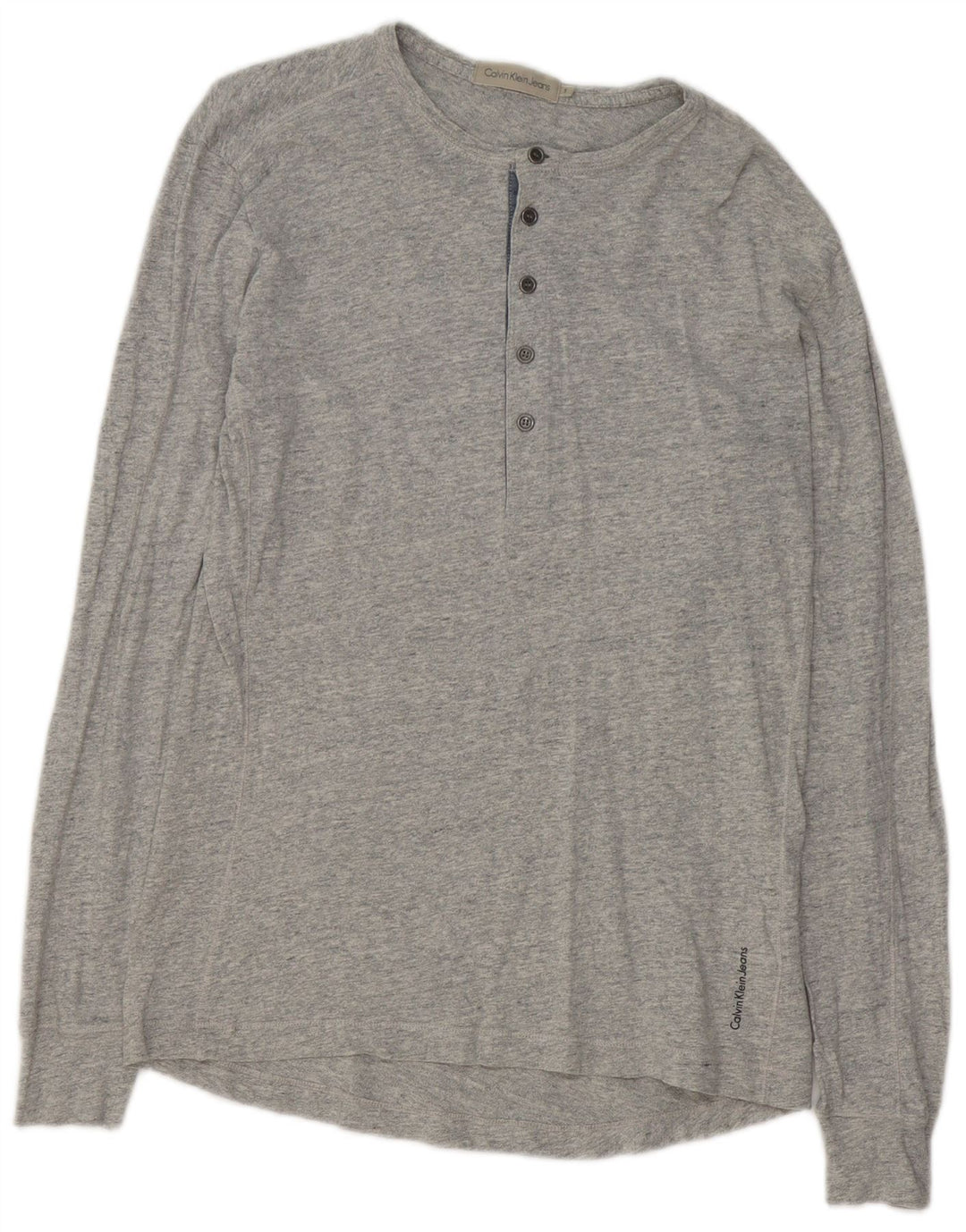 Calvin Klein Jeans Top da uomo a manica lunga piccolo in cotone chiazzato grigio