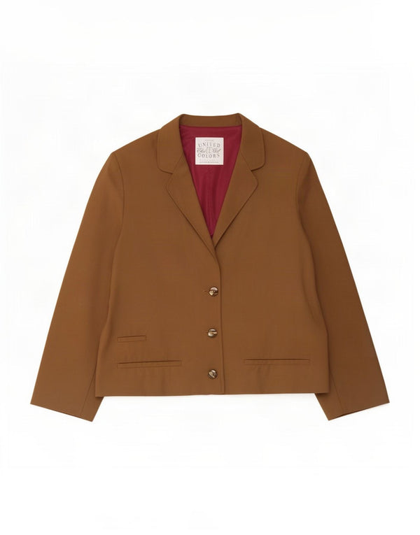Giacca blazer a 3 bottoni da donna Benetton UK 16 grande kaki