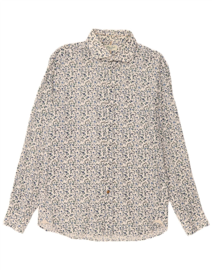 Camicia da uomo Alley Docks XL in lino floreale bianco